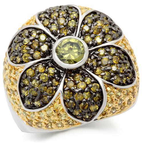 JCE154 Rhodium+Gold+ Ruthenium Brass Ring with AAA Grade CZ  in Multi Color
