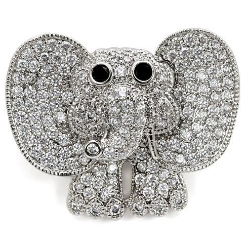 JCE126 Imitation Rhodium Brass Brooches with AAA Grade CZ  in Black Diamond
