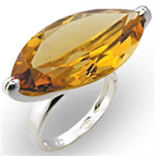 JCE915 High-Polished 925 Sterling Silver Ring with AAA Grade CZ  in Citrine