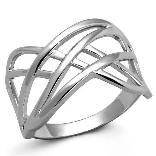 JCE1075 Rhodium Brass Ring with No Stone