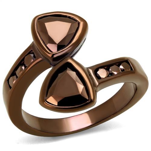 JCE1172 IP Coffee light Brass Ring with AAA Grade CZ  in Light Coffee