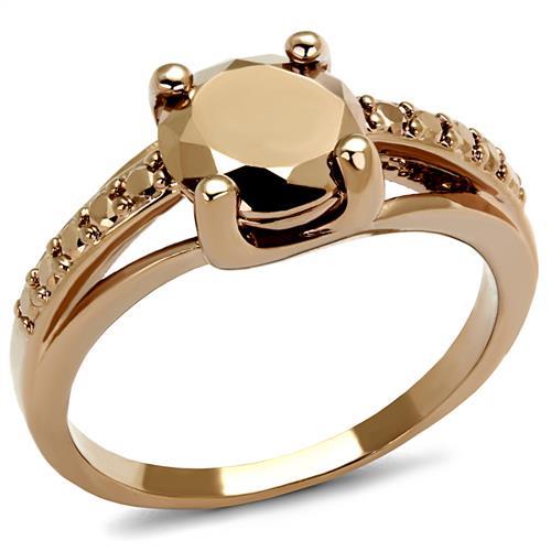JCE1199 IP Rose Gold(Ion Plating) Brass Ring with AAA Grade CZ  in Metallic Light Gold
