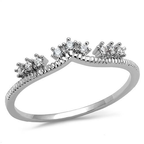 JCE1226 Rhodium Brass Ring with AAA Grade CZ  in Clear