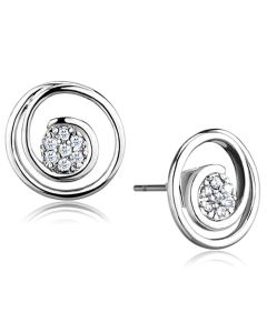 JCE638 Rhodium Brass Earrings with AAA Grade CZ  in Clear