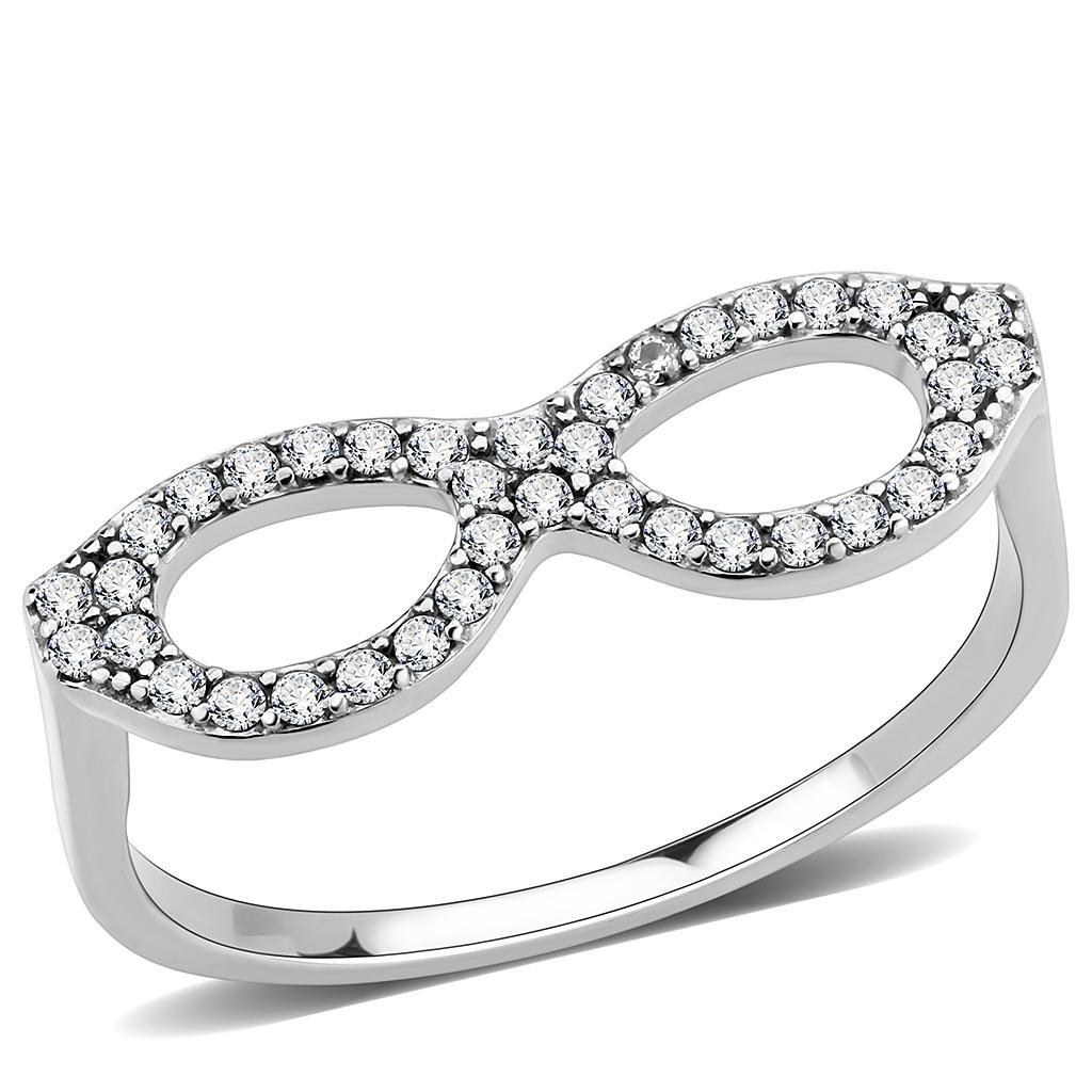 JCE315 No Plating Stainless Steel Ring with AAA Grade CZ  in Clear