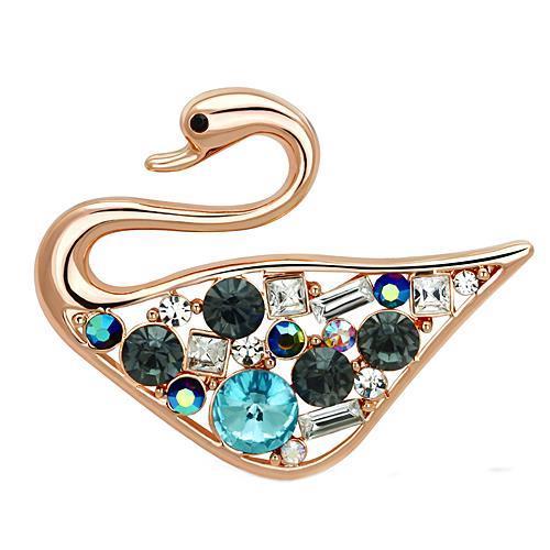 JCE2934 Flash Rose Gold White Metal Brooches with Top Grade Crystal  in Multi Color