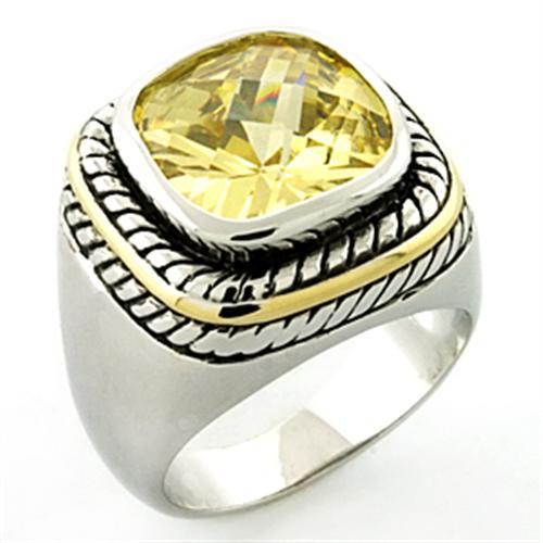 JCEA668 Rhodium Brass Ring with AAA Grade CZ  in Citrine