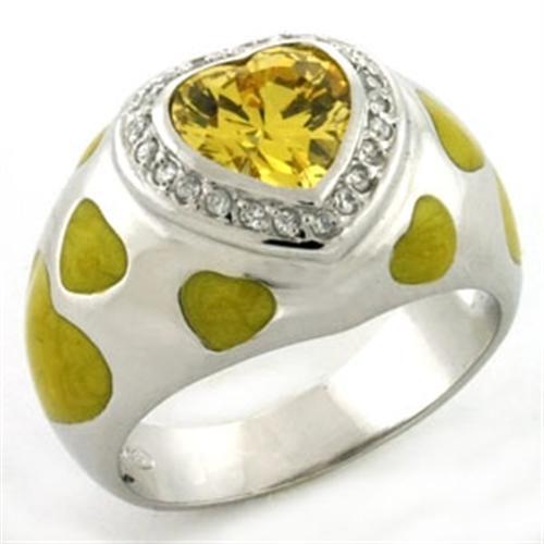 JCEAS761 Rhodium 925 Sterling Silver Ring with AAA Grade CZ  in Topaz