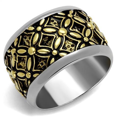 JCE2237 Two-Tone IP Gold (Ion Plating) Stainless Steel Ring with Epoxy  in Jet