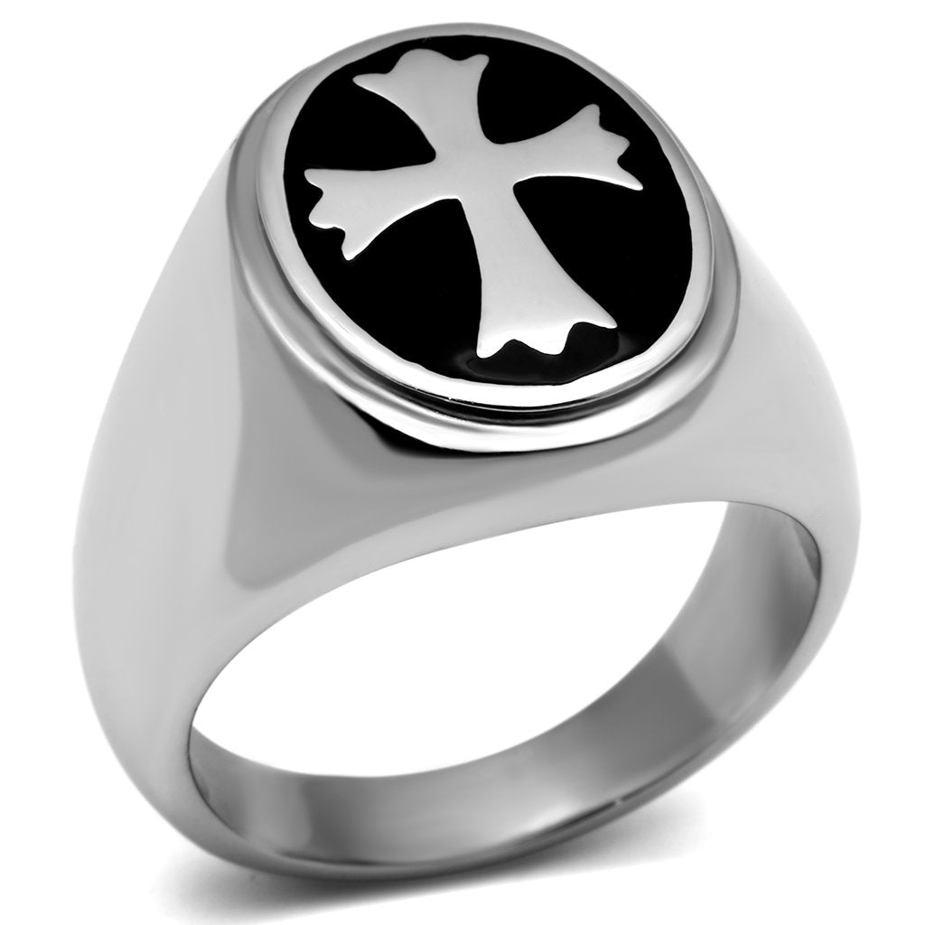 JCE714 High polished (no plating) Stainless Steel Ring with Epoxy  in Jet