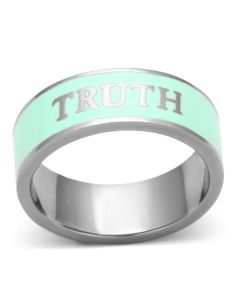 JCE836 High polished (no plating) Stainless Steel Ring with Epoxy  in Turquoise