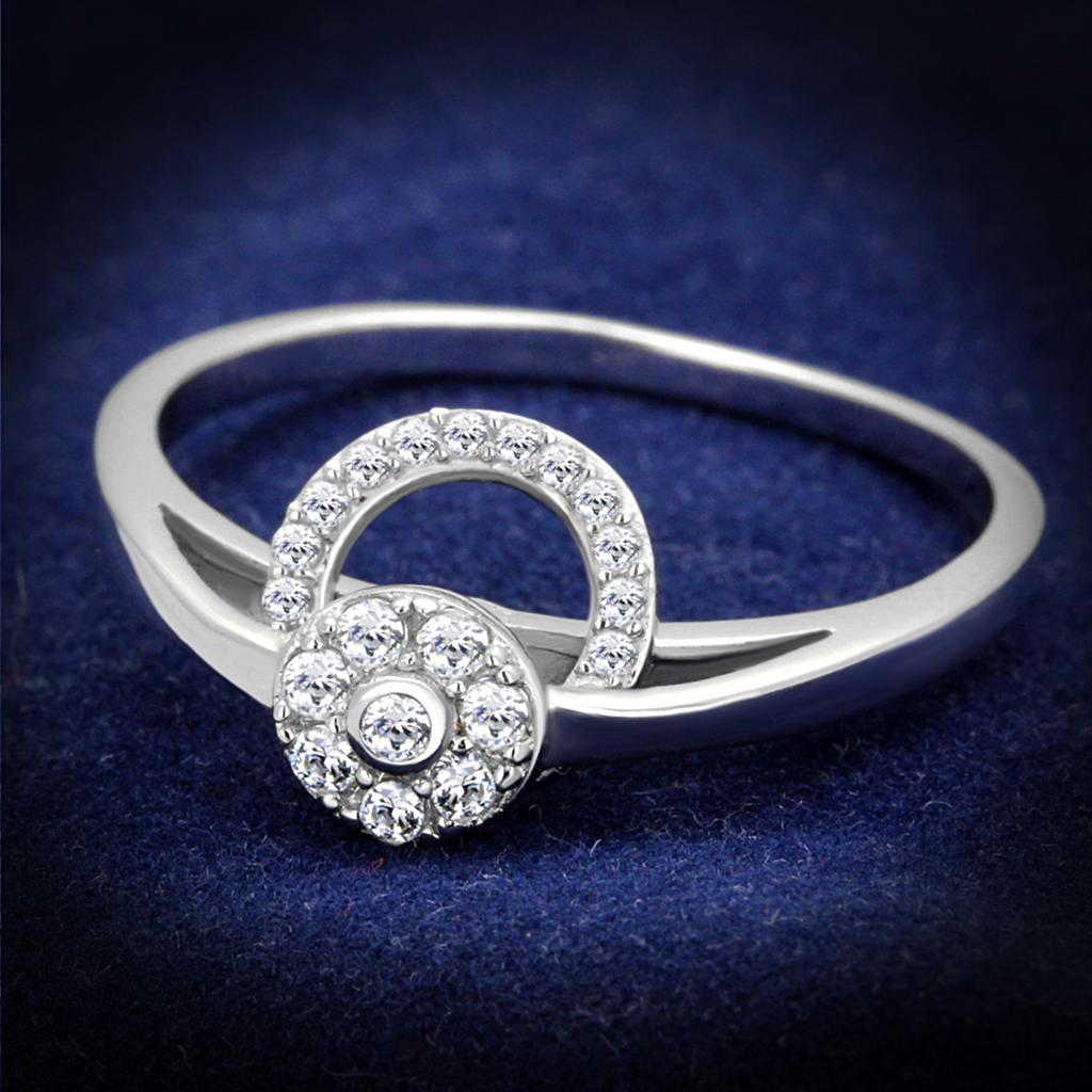 JCE310 Rhodium 925 Sterling Silver Ring with AAA Grade CZ  in Clear