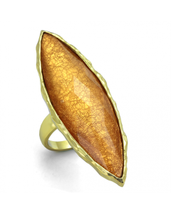JCE120 IP Gold(Ion Plating) Stainless Steel Ring with Synthetic Synthetic Stone in Orange
