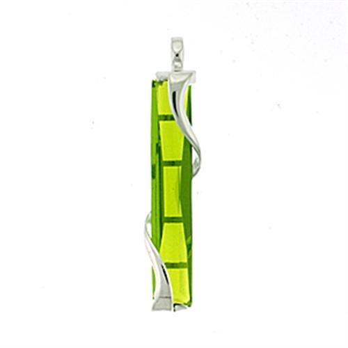 JCEA560 High-Polished 925 Sterling Silver Pendant with Synthetic Synthetic Glass in Peridot-Default Title