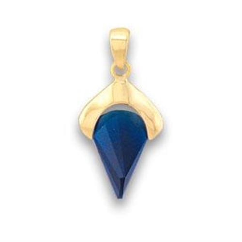 JCEA618 Gold Brass Pendant with Synthetic Synthetic Glass in Montana-Default Title